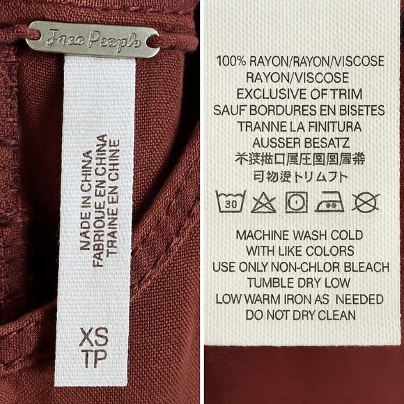 Free People Overalls XS Red Adjustable Strap Jumpsuit Pockets Casual Boho - Picture 7 of 12